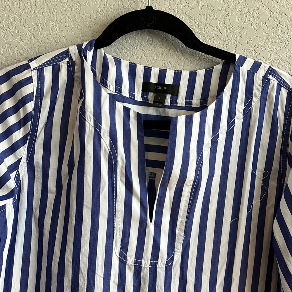 J.Crew. S. Like new. Blue/white stripe blouse.